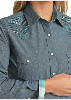 Rock & Roll Cowgirl Women's Rough Stock Snap Front Shirt #RSWSOSRZD2 -Men's Plaid Shirt Sales fea828da9681e99661676c1e90777e72