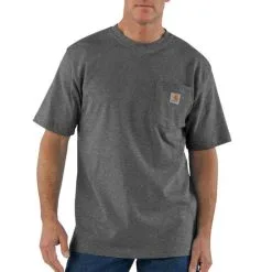 Men's Carhartt Loose Fit Heavyweight Pocket T-Shirt #K87 -Men's Plaid Shirt Sales image K87CARBON HEATHER 1