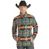 PANHANDLE Men's Powder River Fleece Pullover #PRMO91RZXV -Men's Plaid Shirt Sales powder river mens teal aztec fleece pullover prmo91rzxv 1