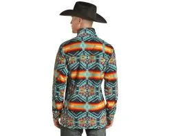 PANHANDLE Men's Powder River Fleece Pullover #PRMO91RZXV -Men's Plaid Shirt Sales powder river mens teal aztec fleece pullover prmo91rzxv 3