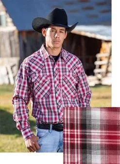 Men's Wyoming Traders Snap Front Shirt #7-C -Men's Plaid Shirt Sales printed red black r