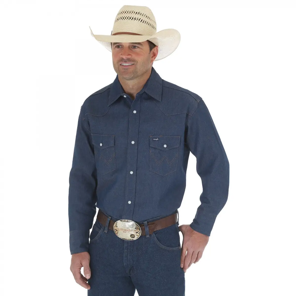 Men's Wrangler Authentic Cowboy Cut Snap Front Work Shirt #70127MW 3 Men's Wrangler Authentic Cowboy Cut Snap Front Work Shirt #70127MW